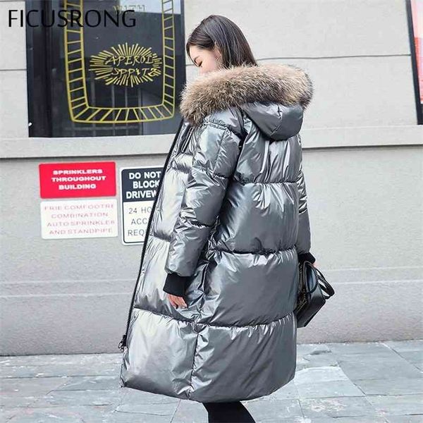 ficusrong causal glossy silver down jackets winter women's long fur collar hooded coat parkas thick winter jacket women outwear 210916, Black
ficusrong causal glossy silver down jackets winter women's long fur collar hooded coat parkas thick winter jacket women outwear 210916, Black