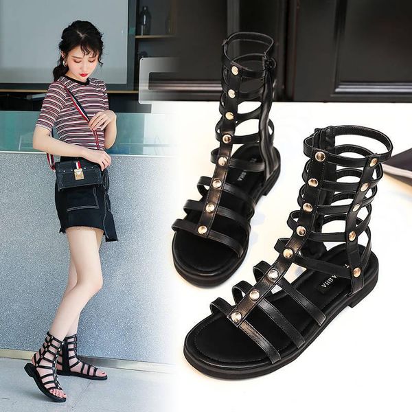 sandals women's summer 2021 korean version of joker hollow zipper high fairy wind flat students rome cool boots, Black
sandals women's summer 2021 korean version of joker hollow zipper high fairy wind flat students rome cool boots, Black
