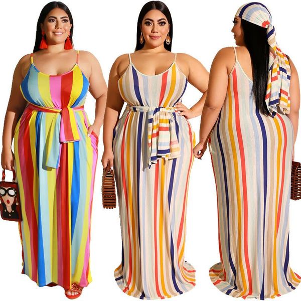 summer dress multicolor striped pattern womens casual dre straight type v-neck sleeveless sling plus size with belt dresses, Black;gray
summer dress multicolor striped pattern womens casual dre straight type v-neck sleeveless sling plus size with belt dresses, Black;gray