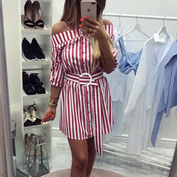 qrwr 2021 summer slach ne mid sleeve dress women casual half with button dress with sashes stripe midi women dress, Black;pink
qrwr 2021 summer slach ne mid sleeve dress women casual half with button dress with sashes stripe midi women dress, Black;pink