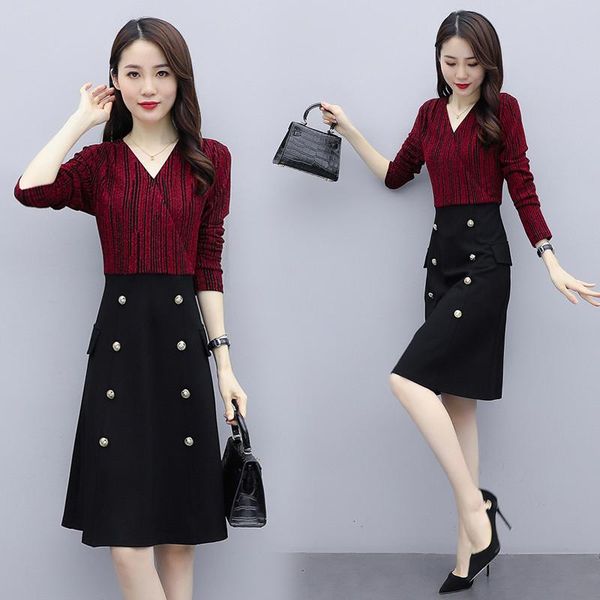 casual dresses fashion women spring autumn dress 2021 elegant ladies midi party slim waist v-neck a-line female vestidos m183, Black;gray
casual dresses fashion women spring autumn dress 2021 elegant ladies midi party slim waist v-neck a-line female vestidos m183, Black;gray