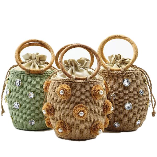 fashion flower pearls rattan buckets bag for women luxury design diamonds wicker woven handbags summer beach straw large tote
fashion flower pearls rattan buckets bag for women luxury design diamonds wicker woven handbags summer beach straw large tote