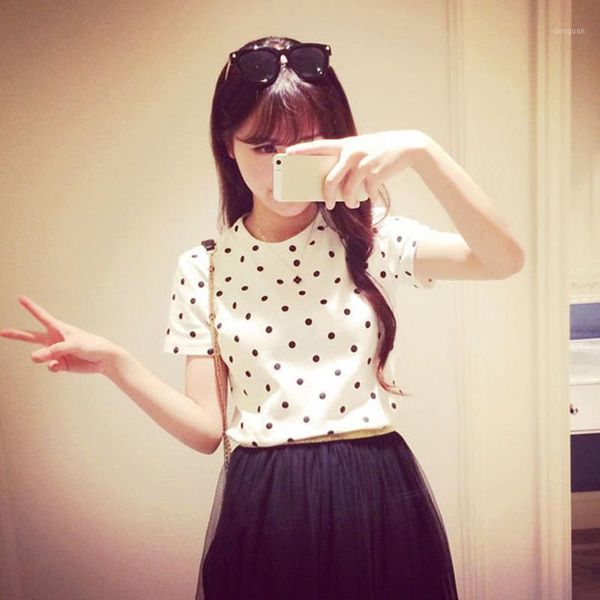 women's t-shirt clothes round neck polka dot short-sleeved ladies t shirt white casual elastic stretched summer home tee
women's t-shirt clothes round neck polka dot short-sleeved ladies t shirt white casual elastic stretched summer home tee