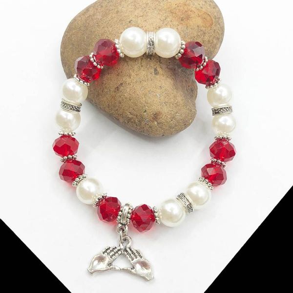 beaded, strands handmade greek sorority elastic line red white pearl crystal detal rhinestone handsigh pendant bracelet bangle women jewelry, Black
beaded, strands handmade greek sorority elastic line red white pearl crystal detal rhinestone handsigh pendant bracelet bangle women jewelry, Black