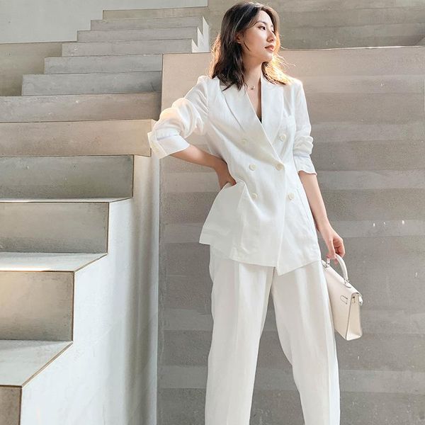 women's two piece pants blazer suit solid white pant ladies casual and ankle femme high street wear
women's two piece pants blazer suit solid white pant ladies casual and ankle femme high street wear