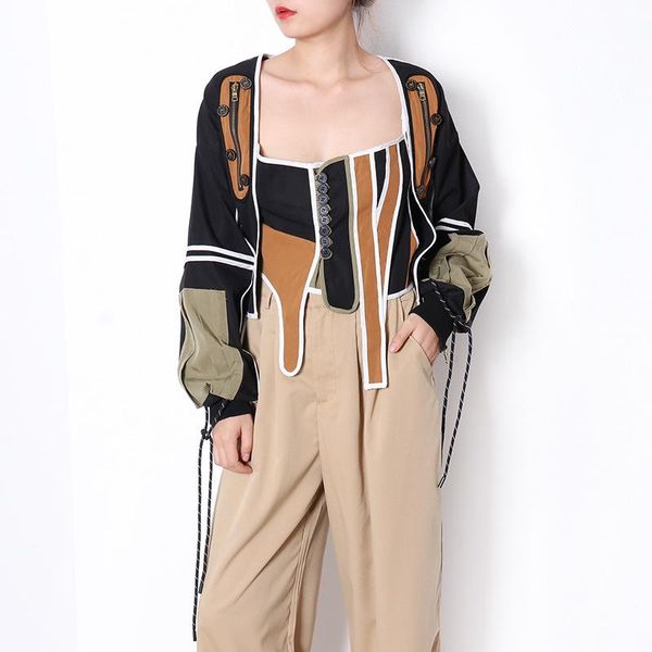 australian walk show autumn 2021 fashion personality design contrast waist care machine short jacket women women's jackets, Black;brown
australian walk show autumn 2021 fashion personality design contrast waist care machine short jacket women women's jackets, Black;brown