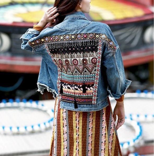 women's jackets gypsylady floral embroidery denim jacket embellished tassel oversize boho coat women casual chaqueta, Black;brown
women's jackets gypsylady floral embroidery denim jacket embellished tassel oversize boho coat women casual chaqueta, Black;brown