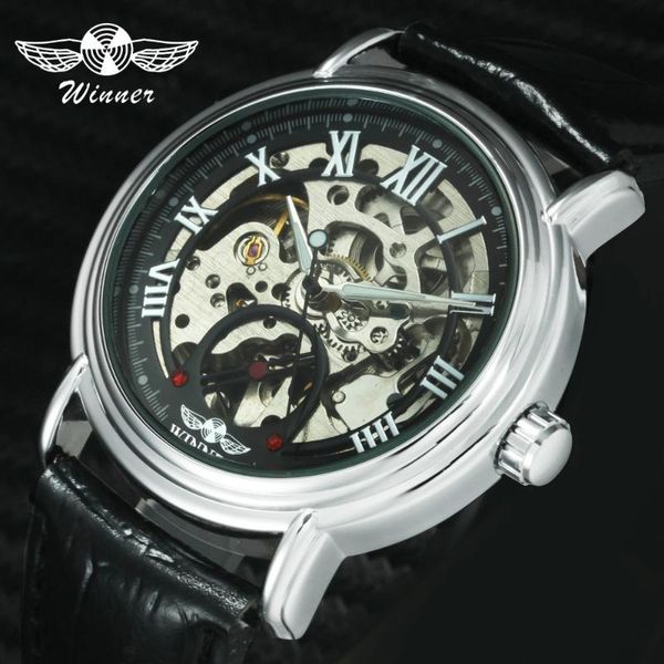 fashion silver automatic mechanical watches for men roman numerals skeleton dial soft leather strap relogio masculino wristwatches, Slivery;brown
fashion silver automatic mechanical watches for men roman numerals skeleton dial soft leather strap relogio masculino wristwatches, Slivery;brown