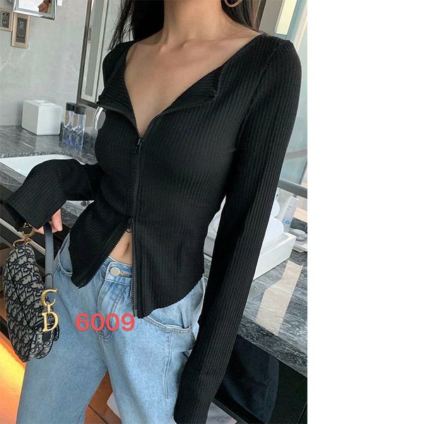 fashion cardigan double zipper women's thin early autumn with personalized slim korean medium length knitted t-shirt, White
fashion cardigan double zipper women's thin early autumn with personalized slim korean medium length knitted t-shirt, White