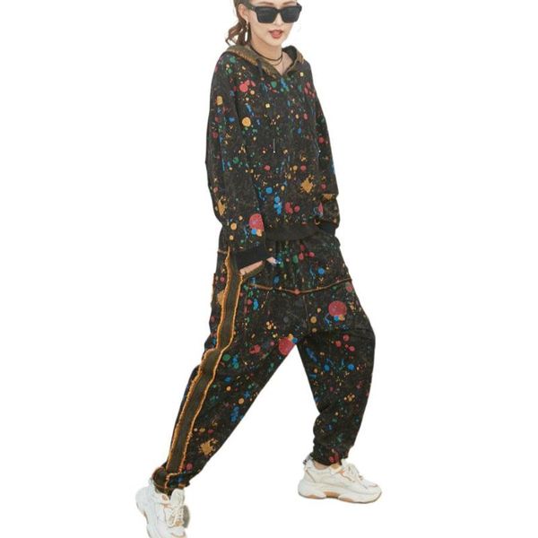 women's two piece pants fashion korean women punk and trousers female sets retro hooded tracksuits camouflage long fitness outfit, White
women's two piece pants fashion korean women punk and trousers female sets retro hooded tracksuits camouflage long fitness outfit, White