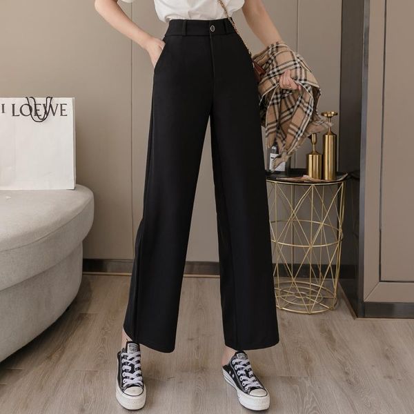 women's pants & capris 2021 lady solid hight waist black wide leg loose ninth female office wear trousers pantalon casual, Black;white
women's pants & capris 2021 lady solid hight waist black wide leg loose ninth female office wear trousers pantalon casual, Black;white