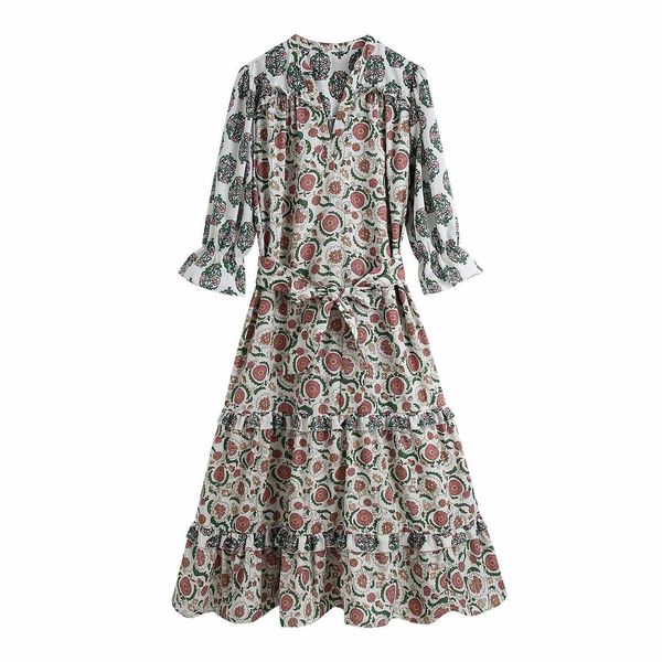 women dress vintage printed v-neck wrist sleeves sashes fashion elegant chic lady woman dresses 210709, Black;gray
women dress vintage printed v-neck wrist sleeves sashes fashion elegant chic lady woman dresses 210709, Black;gray