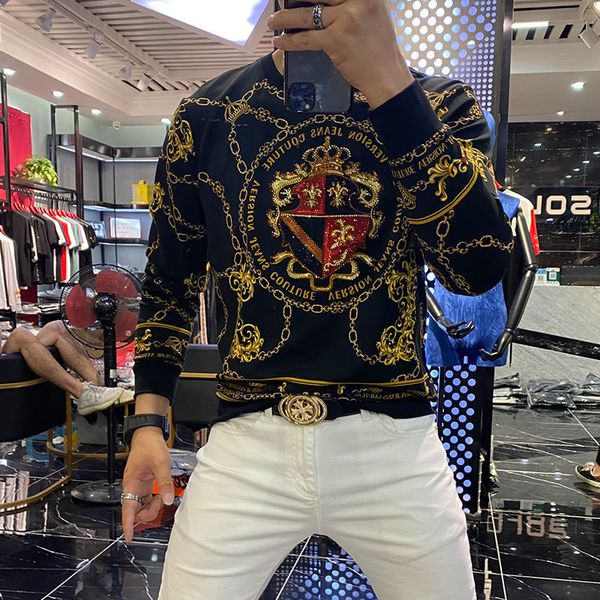 men's hoodies & sweatshirts fashion brand heavy drill tiger head tshirt men trend luxury t shirt homme long-sleev, Black
men's hoodies & sweatshirts fashion brand heavy drill tiger head tshirt men trend luxury t shirt homme long-sleev, Black