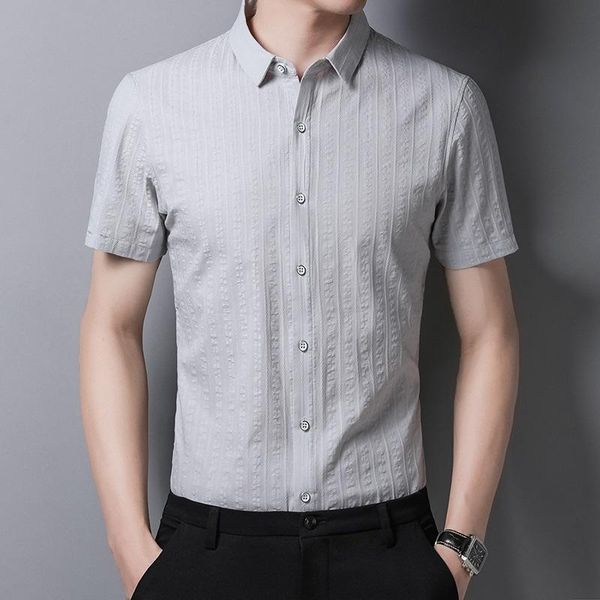 men's casual shirts jacquard cotton shirt mens slim short sleeve for men work formal business camisa summer brand chemise homme, White;black
men's casual shirts jacquard cotton shirt mens slim short sleeve for men work formal business camisa summer brand chemise homme, White;black