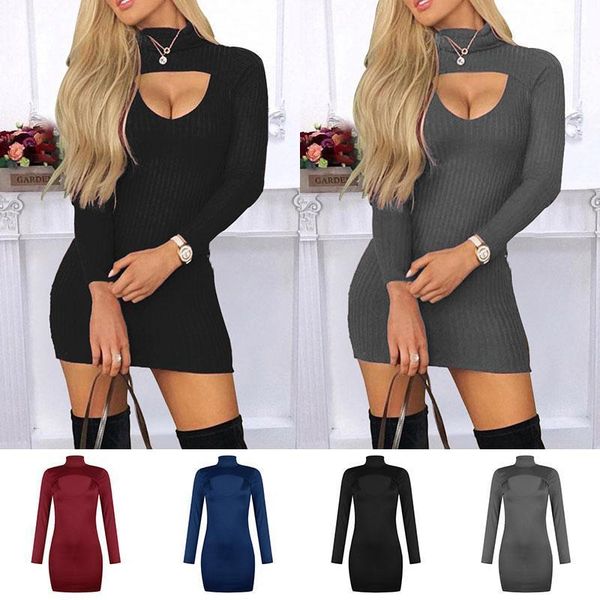 ladies dress solid color women high neck long sleeve bodycon pencil knit party casual mini hollow out dresses, Black;gray
ladies dress solid color women high neck long sleeve bodycon pencil knit party casual mini hollow out dresses, Black;gray