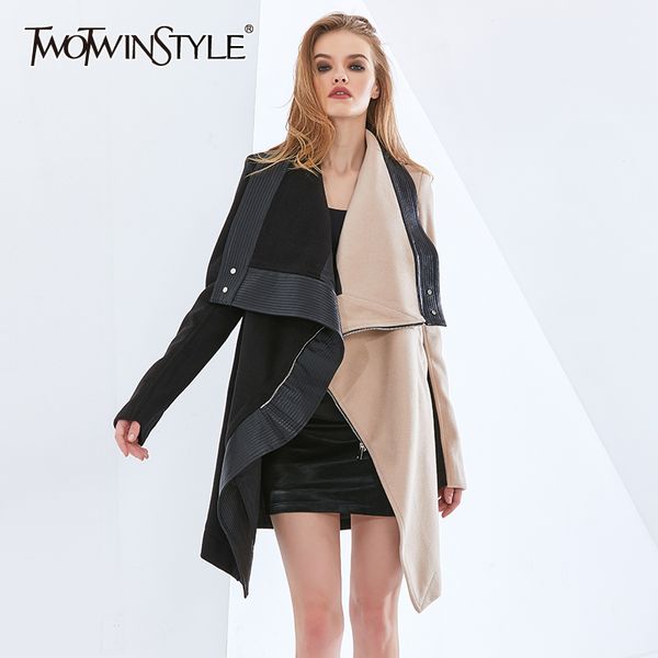 casual patchwork pu leather jacket for women lapel long sleeve irregular hem jackets female fashion clothing 210423, Black
casual patchwork pu leather jacket for women lapel long sleeve irregular hem jackets female fashion clothing 210423, Black