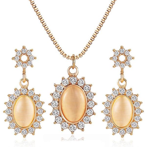 pendant necklaces korean temperament opal sun flower earrings french micro-inlaid zircon oval necklace, Silver
pendant necklaces korean temperament opal sun flower earrings french micro-inlaid zircon oval necklace, Silver