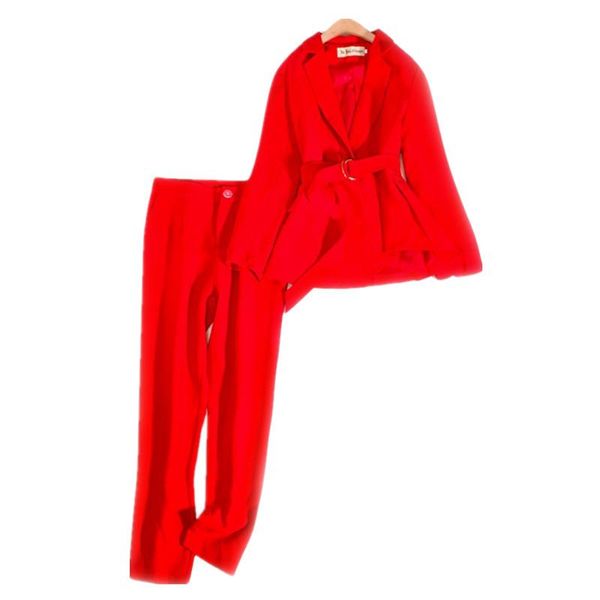 women's two piece pants commuter fashion suits solid suit spring autumn women pantsuit blazer drape straight trousers female clothing, White
women's two piece pants commuter fashion suits solid suit spring autumn women pantsuit blazer drape straight trousers female clothing, White