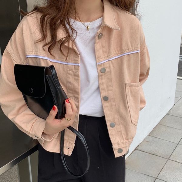 women's jackets pink spring denim short jacket loose pure cotton girls crop jean coat fashion pocket korean turn down collar femal, Black;brown
women's jackets pink spring denim short jacket loose pure cotton girls crop jean coat fashion pocket korean turn down collar femal, Black;brown