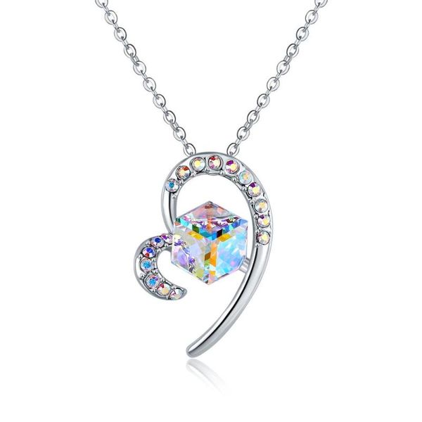 pendant necklaces design cube heart embellished with crystals from silver color beads jewelry for women party
pendant necklaces design cube heart embellished with crystals from silver color beads jewelry for women party
