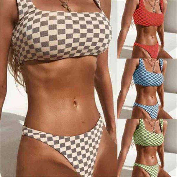 square cup tankinis mutilcolor neck e women plaid bra padded swimwear for beach wear clothings, White;black
square cup tankinis mutilcolor neck e women plaid bra padded swimwear for beach wear clothings, White;black