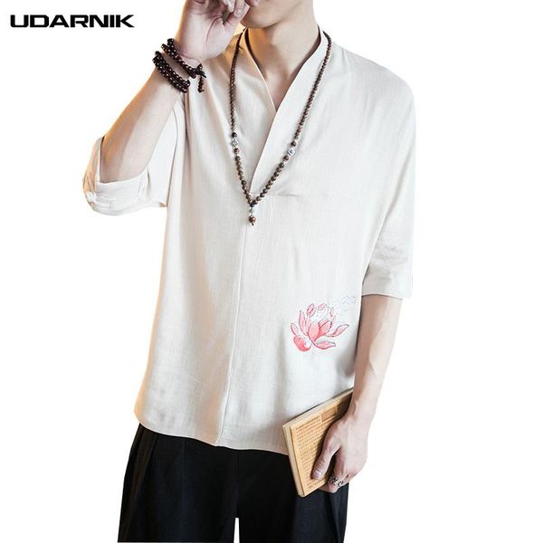 men cotton linen shirt chinese style vintage half sleeve v-neck white casual loose print summer retro fashion 224-099 men's shirts, White;black
men cotton linen shirt chinese style vintage half sleeve v-neck white casual loose print summer retro fashion 224-099 men's shirts, White;black