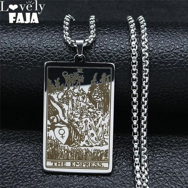 pendant necklaces 2021 wicca tarot card stainless steel the empress necklace amulet statement jewelry acero inoxidable nxh171s03, Silver
pendant necklaces 2021 wicca tarot card stainless steel the empress necklace amulet statement jewelry acero inoxidable nxh171s03, Silver