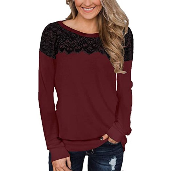 women blouses black lace stitching solid color long sleeve elegant sweatshirt loose shirts, White
women blouses black lace stitching solid color long sleeve elegant sweatshirt loose shirts, White
