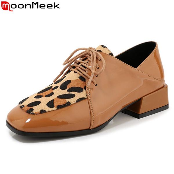 moonmeek 2021 autumn arrive leopard single shoes genuine leather fashion lace up casual square toe women dress, Black
moonmeek 2021 autumn arrive leopard single shoes genuine leather fashion lace up casual square toe women dress, Black