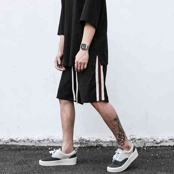 high street side strip breathable sport shorts mens elastic waist color block oversize casual knee length pants, Black
high street side strip breathable sport shorts mens elastic waist color block oversize casual knee length pants, Black
