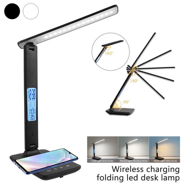 wireless charging led desk lamp touch dimmable foldable with calendar temperature alarm clock usb reading table lamps
wireless charging led desk lamp touch dimmable foldable with calendar temperature alarm clock usb reading table lamps