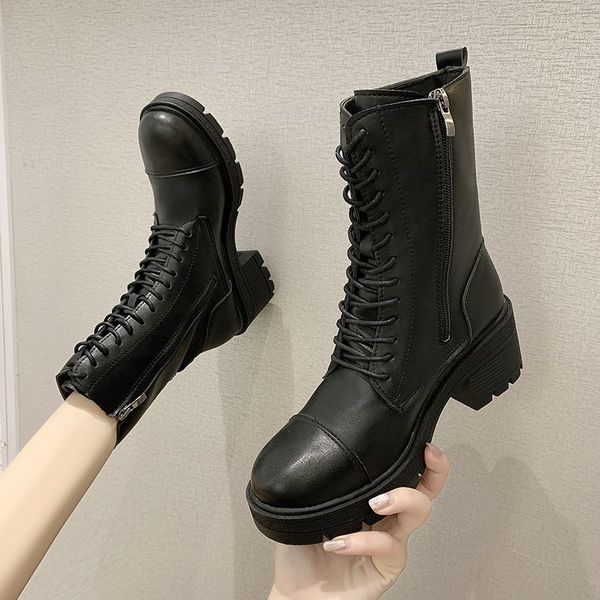 solid leather boots female autumn winter ankle boots for women shoes woman lace up zipper high heels platform motorcycle boots, Black
solid leather boots female autumn winter ankle boots for women shoes woman lace up zipper high heels platform motorcycle boots, Black