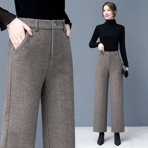 women's pants & capris 2021 autumn winter women solid thick warm office pant lady casual high waist straight female loose wide leg trou, Black;white
women's pants & capris 2021 autumn winter women solid thick warm office pant lady casual high waist straight female loose wide leg trou, Black;white