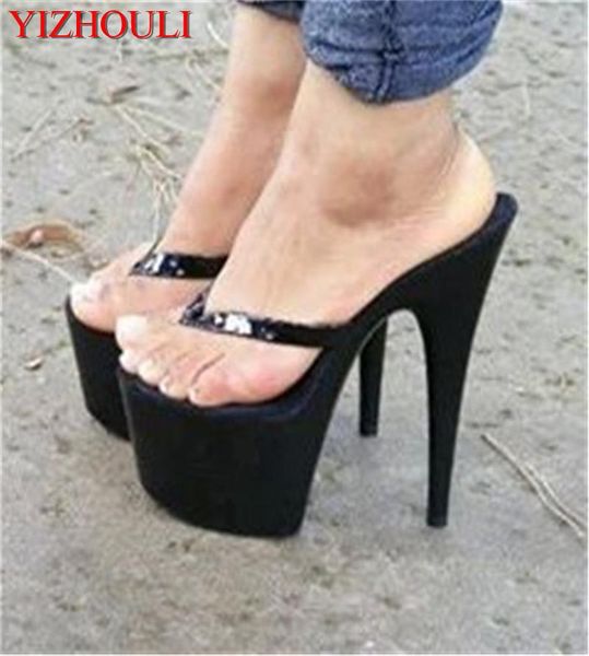stylish flip-flops, 20cm high heels, 8in lacquered stilettos and model on-stage sandal sandals, Black
stylish flip-flops, 20cm high heels, 8in lacquered stilettos and model on-stage sandal sandals, Black
