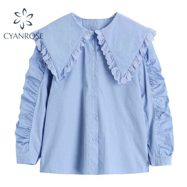 blue peter pan ruched collar blouses women puff long sleeve shirts female cardigan korean vintage loose leisure ulzzang 210417, White
blue peter pan ruched collar blouses women puff long sleeve shirts female cardigan korean vintage loose leisure ulzzang 210417, White