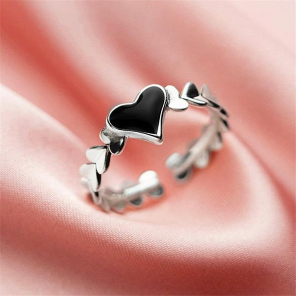 cluster rings drop high discount pave heart black glaze for teen girls tibetan silver sweet and lovely cute thin women jewelry, Golden;silver 
cluster rings drop high discount pave heart black glaze for teen girls tibetan silver sweet and lovely cute thin women jewelry, Golden;silver
