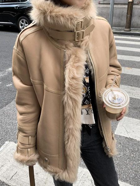 women's fur & faux natural coat female winter wool liner sheepskin women clothes korean double faced 100% jackets 851761 59tr, Black
women's fur & faux natural coat female winter wool liner sheepskin women clothes korean double faced 100% jackets 851761 59tr, Black