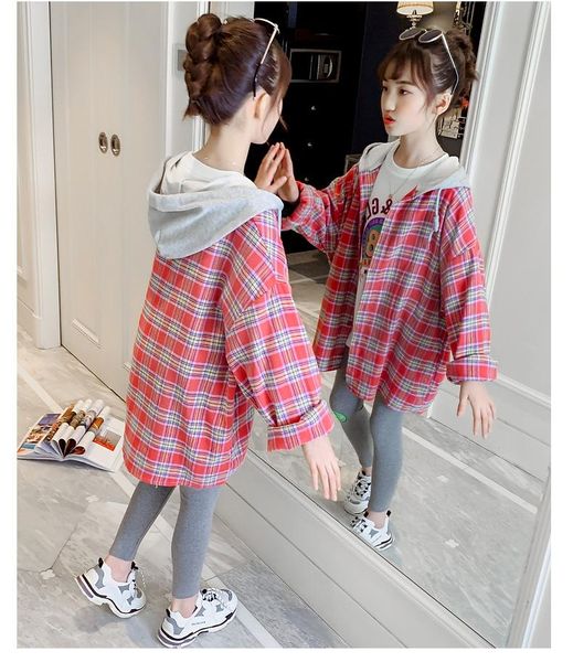 jackets autumn girls plaid shirts loose hooded for kids long-sleeve single-breasted coats spring outerwear 8 12 14y, Blue;gray
jackets autumn girls plaid shirts loose hooded for kids long-sleeve single-breasted coats spring outerwear 8 12 14y, Blue;gray