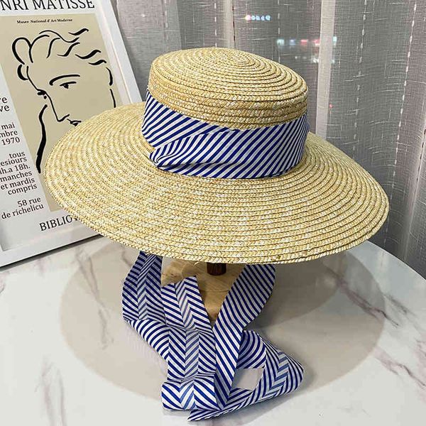 wide brim hats women's summer sun protection cap female flat ribbon decoration straw beach with chin strap dmji, Blue;gray
wide brim hats women's summer sun protection cap female flat ribbon decoration straw beach with chin strap dmji, Blue;gray