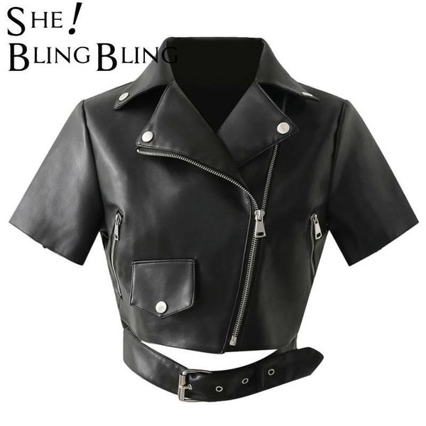summer pu leather women short sleeve coat vintage sashes coats and jackets biker jacket zipper cropped black 210523
summer pu leather women short sleeve coat vintage sashes coats and jackets biker jacket zipper cropped black 210523