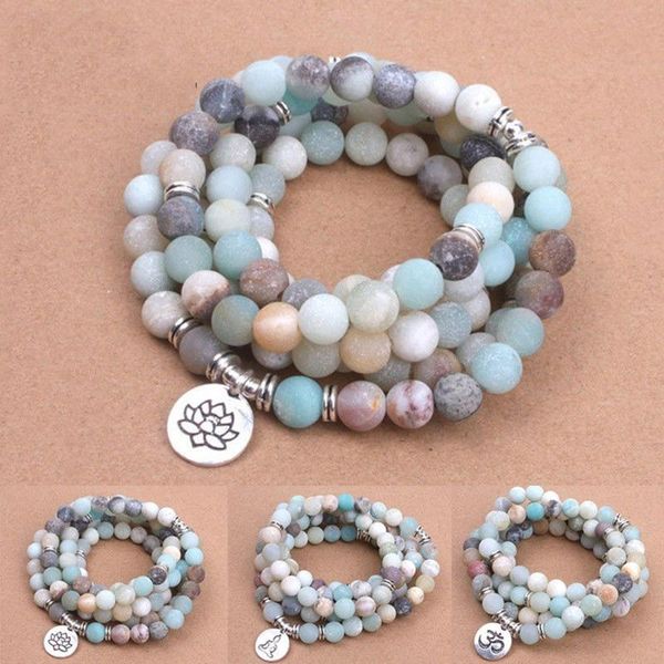 link, chain women fashion frosted amazonite matte bracelet with lotus beads om, buddha, yoga charm 108 mala necklace drop, Black
link, chain women fashion frosted amazonite matte bracelet with lotus beads om, buddha, yoga charm 108 mala necklace drop, Black