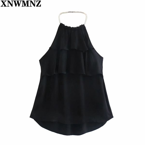 women pearl beading cascading ruffle black blouse female sleeveless halter shirt chic summer blusas woman 210520, White
women pearl beading cascading ruffle black blouse female sleeveless halter shirt chic summer blusas woman 210520, White
