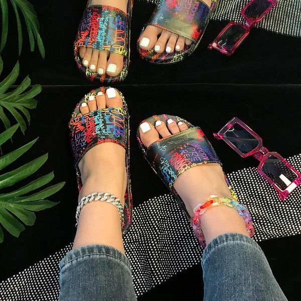 women graffiti slippers summer 2021 ladies mixed color slides female casual flats woman beach shoes women's plus size, Black
women graffiti slippers summer 2021 ladies mixed color slides female casual flats woman beach shoes women's plus size, Black