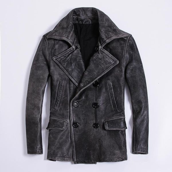 men's leather & faux fashion genuine men vintage slim fit real coat cowskin turn-down collar solid men' jacket, Black
men's leather & faux fashion genuine men vintage slim fit real coat cowskin turn-down collar solid men' jacket, Black