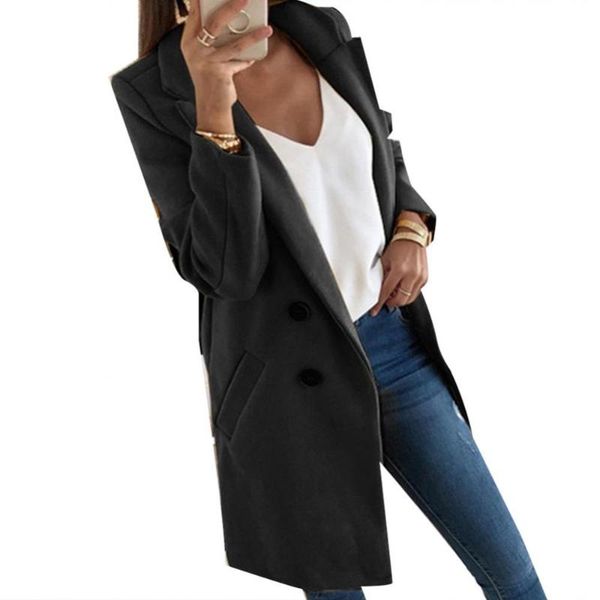 women's wool & blends solid color fashion women long sleeve lapel slim fit pocket button overcoat coat blazers for elegant stylish chaq, Black
women's wool & blends solid color fashion women long sleeve lapel slim fit pocket button overcoat coat blazers for elegant stylish chaq, Black