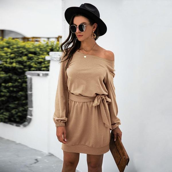 casual dresses oblique off one shoulder long sleeve women dress 2021 brand high waist solid colors self-tie belt sweat vestidos, Black;gray
casual dresses oblique off one shoulder long sleeve women dress 2021 brand high waist solid colors self-tie belt sweat vestidos, Black;gray