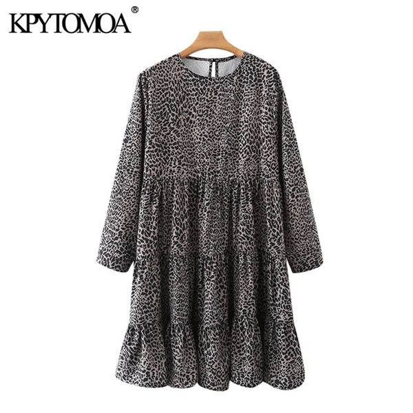 women chic fashion leopard print ruffled mini dress vintage o neck long sleeve female dresses vestidos mujer 210421, Black;gray
women chic fashion leopard print ruffled mini dress vintage o neck long sleeve female dresses vestidos mujer 210421, Black;gray