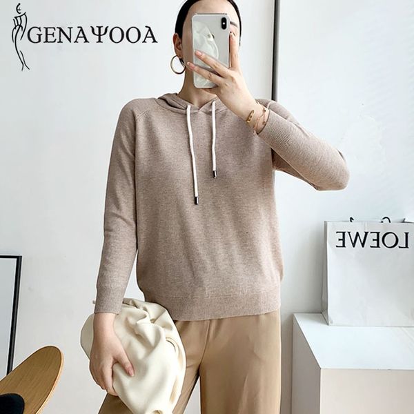 genayooa casual pullover knitted winter long sleeve slim sweater hoodie women soft jumper ladies korean 210417, White;black
genayooa casual pullover knitted winter long sleeve slim sweater hoodie women soft jumper ladies korean 210417, White;black
