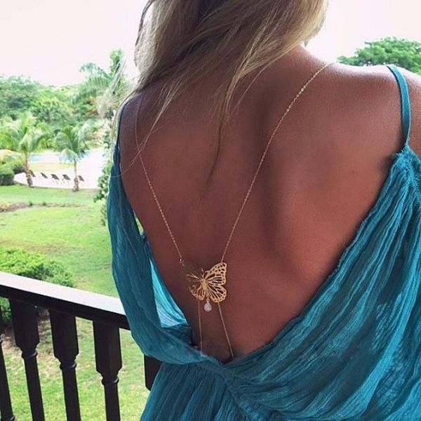 design bodychains long gold necklace bodychain bare back butterfly pearl pendant waist belly chain body jewelry collier necklaces, Silver
design bodychains long gold necklace bodychain bare back butterfly pearl pendant waist belly chain body jewelry collier necklaces, Silver