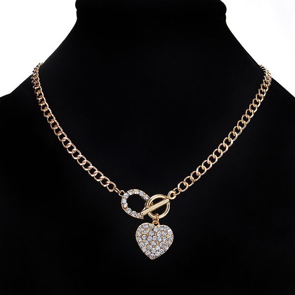 s02198 fashion jewelry rhinstone love heart pendant necklace toggle clasp chain choker necklaces, Silver
s02198 fashion jewelry rhinstone love heart pendant necklace toggle clasp chain choker necklaces, Silver